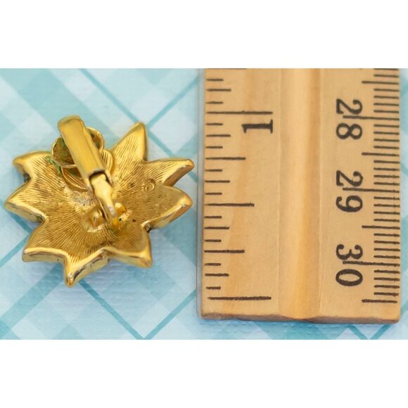 Art Nouveau Unique Flower Gold Tone Clip On Earrings by Avon - L5 - Picture 2 of 2